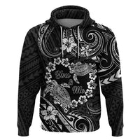 Polynesian Turtle Valentine Zip Hoodie You And Me Hibiscus Heart LT01 Pullover Hoodie Black - Polynesian Pride