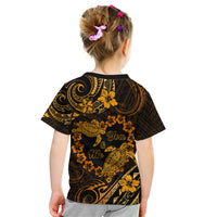 Polynesian Turtle Valentine Kid T Shirt You And Me Gold Hibiscus Heart LT01 - Polynesian Pride