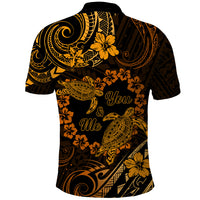 Polynesian Turtle Valentine Polo Shirt You And Me Gold Hibiscus Heart LT01 - Polynesian Pride