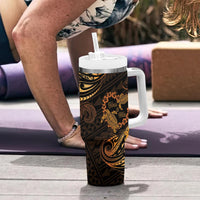 Polynesian Turtle Valentine Tumbler With Handle You And Me Gold Hibiscus Heart LT01 - Polynesian Pride