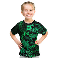 Polynesian Turtle Valentine Kid T Shirt You And Me Green Hibiscus Heart LT01 Green - Polynesian Pride
