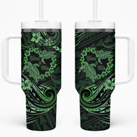 Polynesian Turtle Valentine Tumbler With Handle You And Me Green Hibiscus Heart LT01 One Size: 40 oz Green - Polynesian Pride