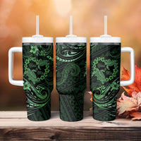 Polynesian Turtle Valentine Tumbler With Handle You And Me Green Hibiscus Heart LT01 - Polynesian Pride