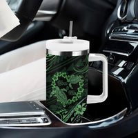 Polynesian Turtle Valentine Tumbler With Handle You And Me Green Hibiscus Heart LT01 - Polynesian Pride
