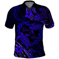 Polynesian Turtle Valentine Polo Shirt You And Me Navy Blue Hibiscus Heart LT01 Blue - Polynesian Pride
