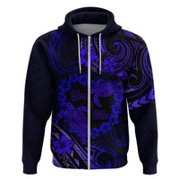 Polynesian Turtle Valentine Zip Hoodie You And Me Navy Blue Hibiscus Heart LT01 Zip Hoodie Blue - Polynesian Pride