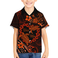 Polynesian Turtle Valentine Family Matching Tank Maxi Dress and Hawaiian Shirt You And Me Orange Hibiscus Heart LT01 Son's Shirt Orange - Polynesian Pride