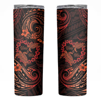 Polynesian Turtle Valentine Skinny Tumbler You And Me Orange Hibiscus Heart LT01 Orange - Polynesian Pride