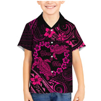 Polynesian Turtle Valentine Family Matching Mermaid Dress and Hawaiian Shirt You And Me Pink Hibiscus Heart LT01 Son's Shirt Pink - Polynesian Pride