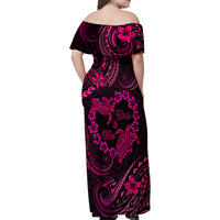 Polynesian Turtle Valentine Family Matching Off Shoulder Maxi Dress and Hawaiian Shirt You And Me Pink Hibiscus Heart LT01 - Polynesian Pride