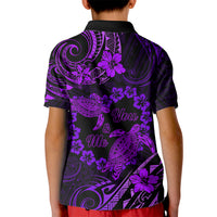 Polynesian Turtle Valentine Kid Polo Shirt You And Me Purple Hibiscus Heart LT01 - Polynesian Pride