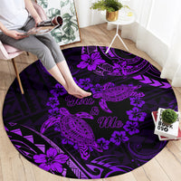 Polynesian Turtle Valentine Round Carpet You And Me Purple Hibiscus Heart LT01 - Polynesian Pride