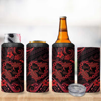 Polynesian Turtle Valentine 4 in 1 Can Cooler Tumbler You And Me Red Hibiscus Heart