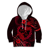 Polynesian Turtle Valentine Kid Hoodie You And Me Red Hibiscus Heart LT01 Hoodie Red - Polynesian Pride