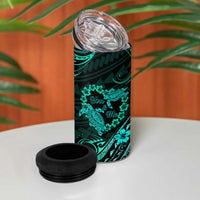 Polynesian Turtle Valentine 4 in 1 Can Cooler Tumbler You And Me Turquoise Hibiscus Heart