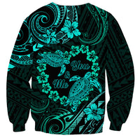 Polynesian Turtle Valentine Sweatshirt You And Me Turquoise Hibiscus Heart LT01 - Polynesian Pride