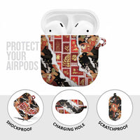 Hawaii Japanese Culture Black AirPods Case Spring Cranes Aloha Pattern LT01 - Polynesian Pride