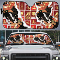 Hawaii Japanese Culture Black Auto Sun Shade Spring Cranes Aloha Pattern LT01 Black - Polynesian Pride