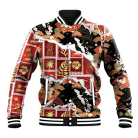 Hawaii Japanese Culture Black Baseball Jacket Spring Cranes Aloha Pattern LT01 Unisex Black - Polynesian Pride