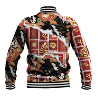 Hawaii Japanese Culture Black Baseball Jacket Spring Cranes Aloha Pattern LT01 - Polynesian Pride