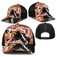 Hawaii Japanese Culture Black Baseball Net Cap Spring Cranes Aloha Pattern LT01 - Polynesian Pride