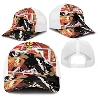 Hawaii Japanese Culture Black Baseball Net Cap Spring Cranes Aloha Pattern LT01 - Polynesian Pride