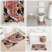 Hawaii Japanese Culture Black Bathroom Set Spring Cranes Aloha Pattern LT01 - Polynesian Pride