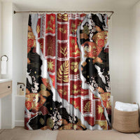 Hawaii Japanese Culture Black Bathroom Set Spring Cranes Aloha Pattern LT01 Shower Curtain Only Black - Polynesian Pride