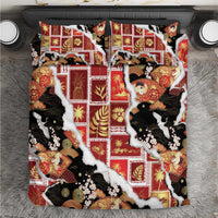 Hawaii Japanese Culture Black Bedding Set Spring Cranes Aloha Pattern LT01 Black - Polynesian Pride