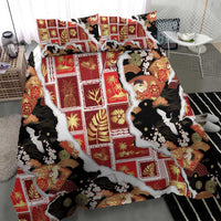 Hawaii Japanese Culture Black Bedding Set Spring Cranes Aloha Pattern LT01 - Polynesian Pride
