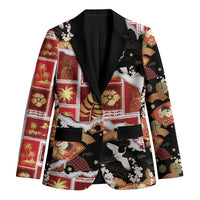 Hawaii Japanese Culture Black Blazer Spring Cranes Aloha Pattern LT01 Unisex Black - Polynesian Pride