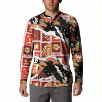 Hawaii Japanese Culture Black Button Sweatshirt Spring Cranes Aloha Pattern LT01 - Polynesian Pride