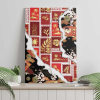 Hawaii Japanese Culture Black Canvas Wall Art Spring Cranes Aloha Pattern LT01 - Polynesian Pride