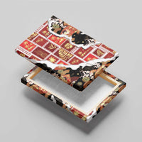 Hawaii Japanese Culture Black Canvas Wall Art Spring Cranes Aloha Pattern LT01 - Polynesian Pride