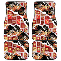 Hawaii Japanese Culture Black Car Mats Spring Cranes Aloha Pattern LT01 - Polynesian Pride