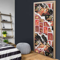Hawaii Japanese Culture Black Door Cover Spring Cranes Aloha Pattern LT01 - Polynesian Pride