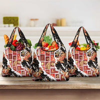 Hawaii Japanese Culture Black Grocery Bag Spring Cranes Aloha Pattern LT01 3-pack One Size Black - Polynesian Pride