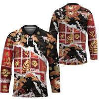 Hawaii Japanese Culture Black Hockey Jersey Spring Cranes Aloha Pattern LT01 - Polynesian Pride