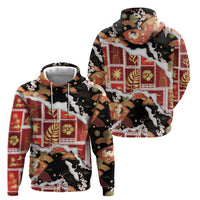 Hawaii Japanese Culture Black Hoodie Spring Cranes Aloha Pattern LT01 - Polynesian Pride