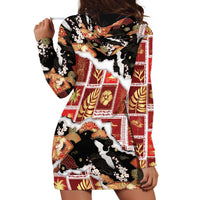 Hawaii Japanese Culture Black Hoodie Dress Spring Cranes Aloha Pattern LT01 - Polynesian Pride