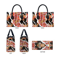Hawaii Japanese Culture Black Leather Bag Spring Cranes Aloha Pattern LT01 - Polynesian Pride