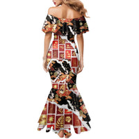 Hawaii Japanese Culture Black Mermaid Dress Spring Cranes Aloha Pattern LT01 - Polynesian Pride