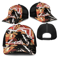 Hawaii Japanese Culture Black Mesh Trucker Cap Spring Cranes Aloha Pattern LT01 - Polynesian Pride