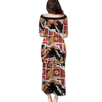 Hawaii Japanese Culture Black Puletasi Spring Cranes Aloha Pattern LT01 - Polynesian Pride