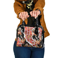 Hawaii Japanese Culture Black Shoulder Handbag Spring Cranes Aloha Pattern LT01 One Size Black - Polynesian Pride
