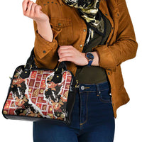 Hawaii Japanese Culture Black Shoulder Handbag Spring Cranes Aloha Pattern LT01 - Polynesian Pride