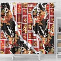 Hawaii Japanese Culture Black Shower Curtain Spring Cranes Aloha Pattern LT01 - Polynesian Pride