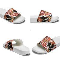 Hawaii Japanese Culture Black Slide Sandals Spring Cranes Aloha Pattern LT01 - Polynesian Pride