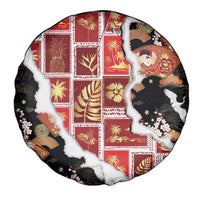 Hawaii Japanese Culture Black Spare Tire Cover Spring Cranes Aloha Pattern LT01 - Polynesian Pride