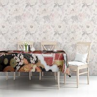 Hawaii Japanese Culture Black Tablecloth Spring Cranes Aloha Pattern LT01 - Polynesian Pride